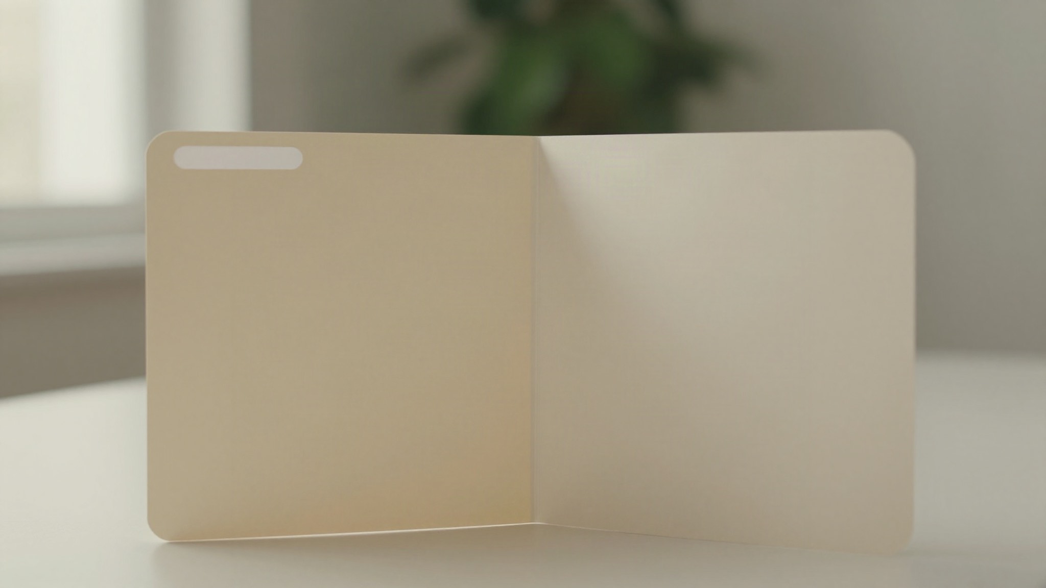 Carpeta de documentos abierta y vacía sobre un escritorio