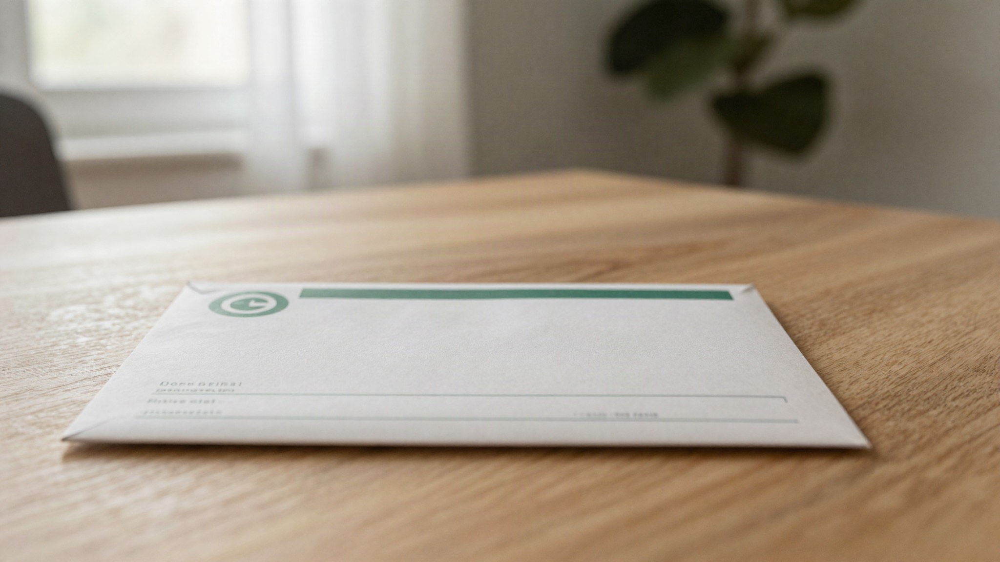 Sobre de correo certificado sobre una mesa de madera